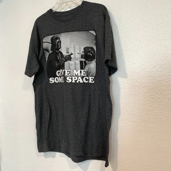 Star Wars Gray Short Sleeve Tee Front Graphic GIVE ME SOME SPACE T-Shirt Size Lg - Picture 5 of 5